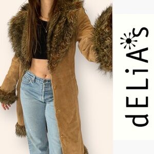 Vintage dELiA*s Tan Suede Leather Penny Lane Jacket, Size M, MSRP $350